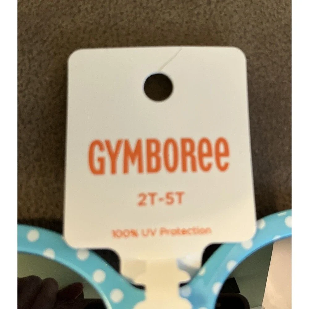 Nwt Gymboree Girls Sunglasses Neon Aqua Flow 2T-5T Blue/with White Polka Dots